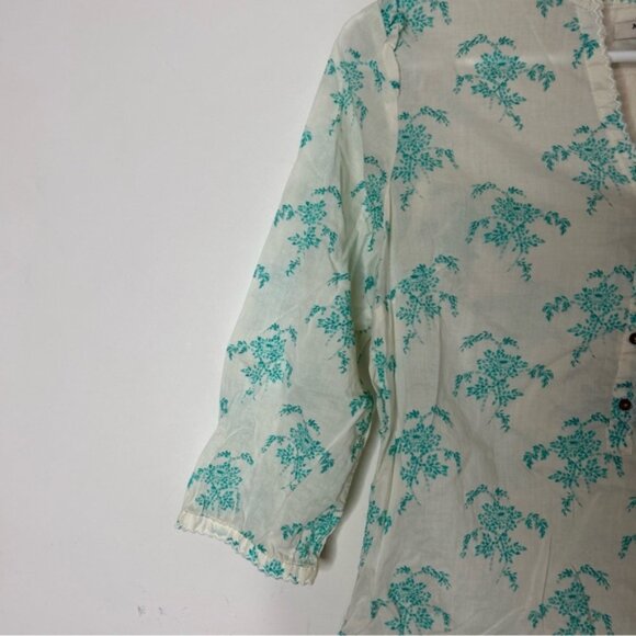Scotch & Soda Women's Floral Blouse 3/4 length sleeve Button front Cream Size XS - Picture 6 of 11
